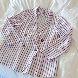 Stylish oversized linen blazer with color stripes